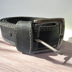 * Wrangler Men’s Triple Stitched Black Leather Western Belt ~ 48”